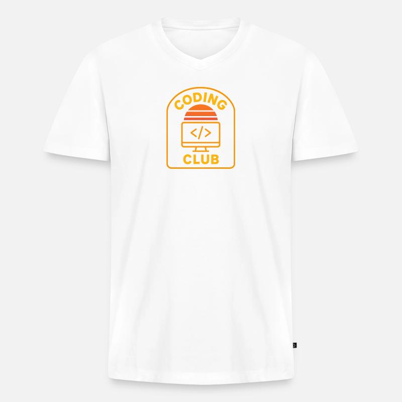 Coding Club Retro Sonnenaufgang Design - Männer Premium Bio T-Shirt mit V-Ausschnitt - Weiß