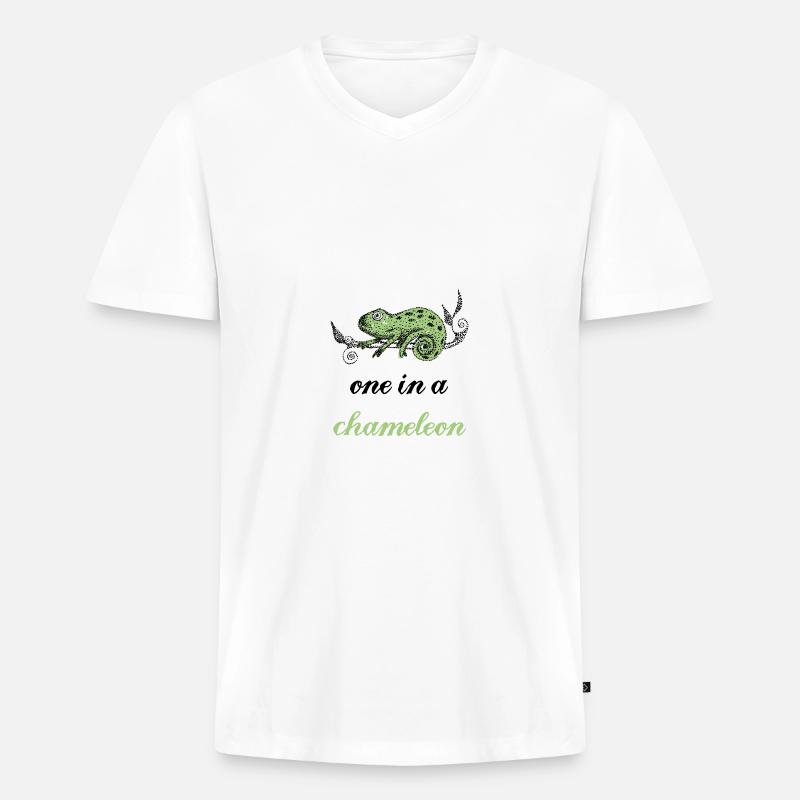 Chamäleon gezeichnet Spruch - Männer Premium Bio T-Shirt mit V-Ausschnitt - Weiß