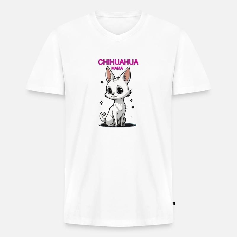 CHIHUAHUA MAMA - Männer Premium Bio T-Shirt mit V-Ausschnitt - Weiß