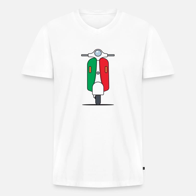 Wunderschönes Italienischer Roller Design - Männer Premium Bio T-Shirt mit V-Ausschnitt - Weiß