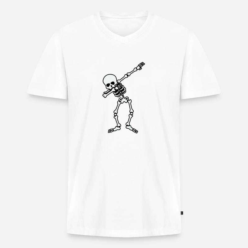 skull dabbing - Männer Premium Bio T-Shirt mit V-Ausschnitt - Weiß