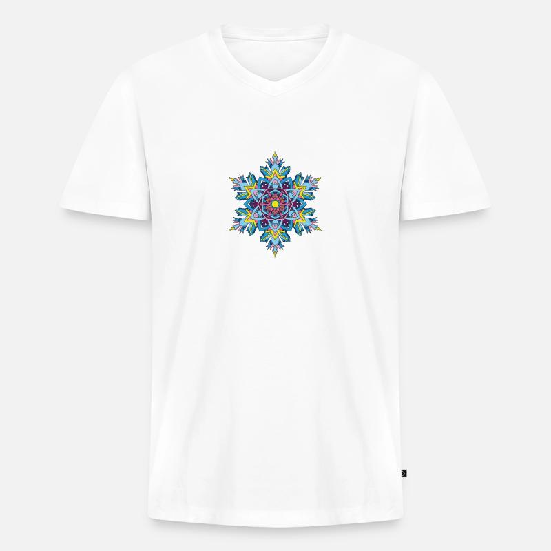 Schneeflocken Mandala - Männer Premium Bio T-Shirt mit V-Ausschnitt - Weiß