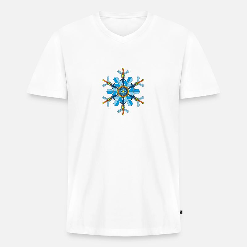 Schneeflocken Mandala - Männer Premium Bio T-Shirt mit V-Ausschnitt - Weiß
