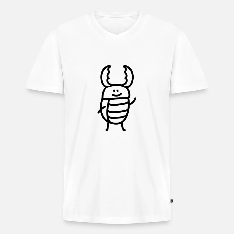 Hirschkäfer - Line - Männer Premium Bio T-Shirt mit V-Ausschnitt - Weiß