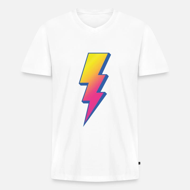 Blitz - Männer Premium Bio T-Shirt mit V-Ausschnitt - Weiß