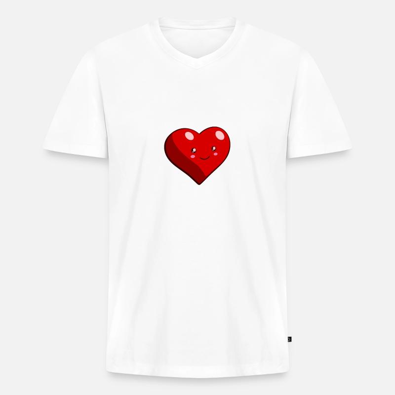 Heart - Männer Premium Bio T-Shirt mit V-Ausschnitt - Weiß