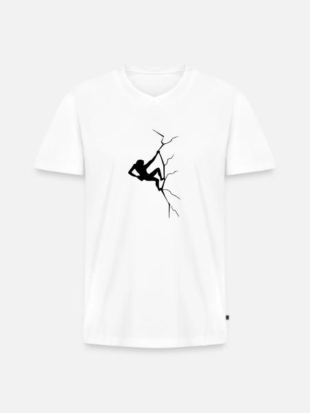 Rissklettern - Männer Premium Bio T-Shirt mit V-Ausschnitt - Weiß