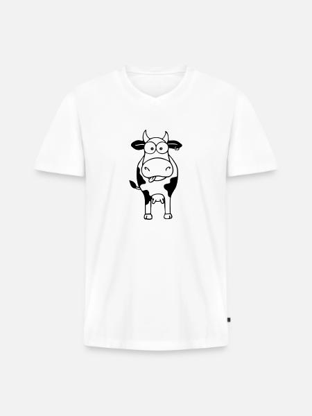 Cow white - Men's Premium Organic T-shirt with V-neck - white