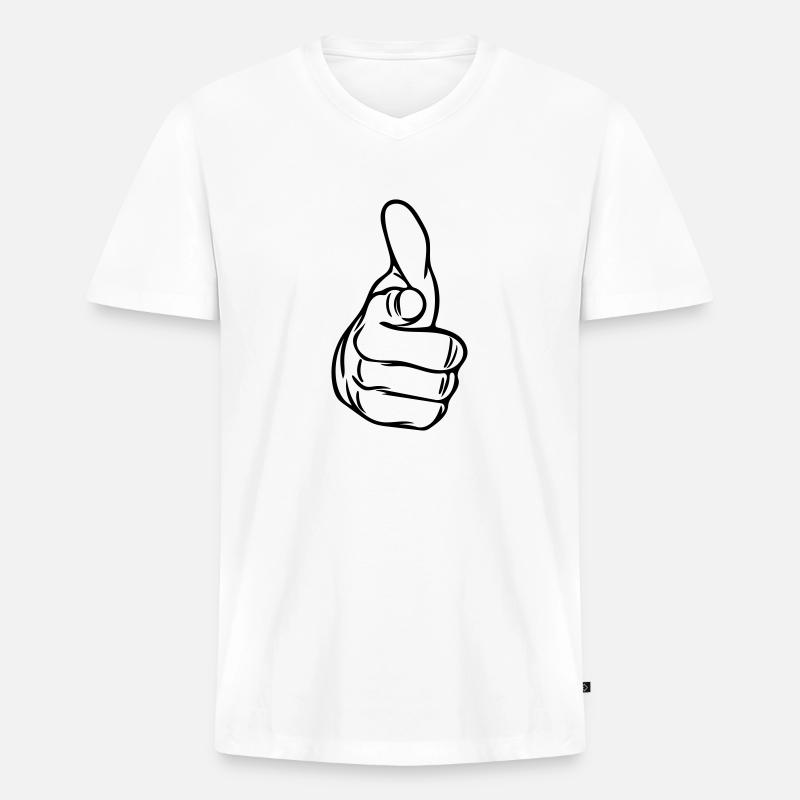 Vector Zeigefinger - Männer Premium Bio T-Shirt mit V-Ausschnitt - Weiß
