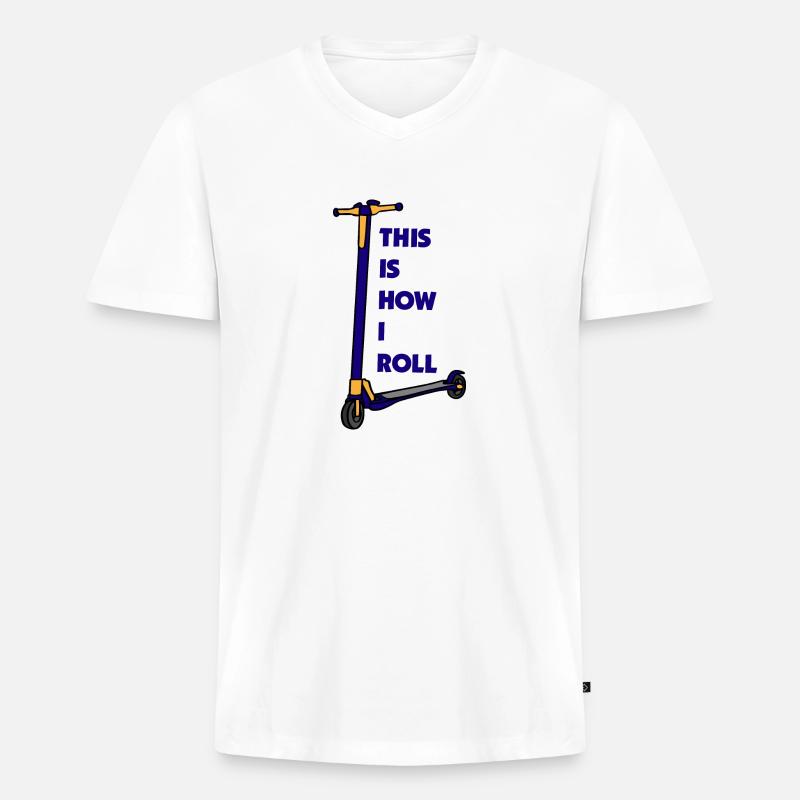 E-Scooter Roller Scooter - Männer Premium Bio T-Shirt mit V-Ausschnitt - Weiß