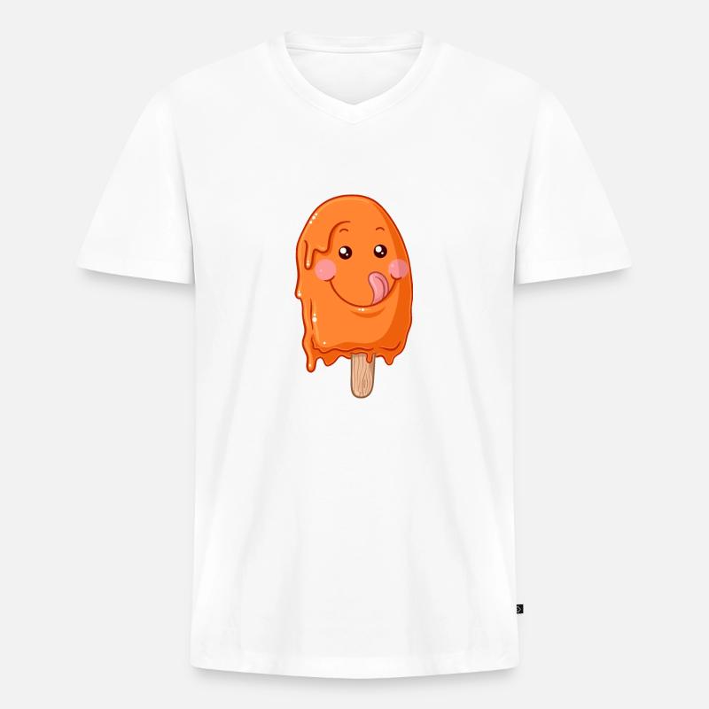 Eis am Stiel Comic - Männer Premium Bio T-Shirt mit V-Ausschnitt - Weiß