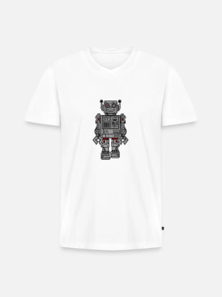 Retro Robot Toys - Men's Premium Organic T-shirt with V-neck - white