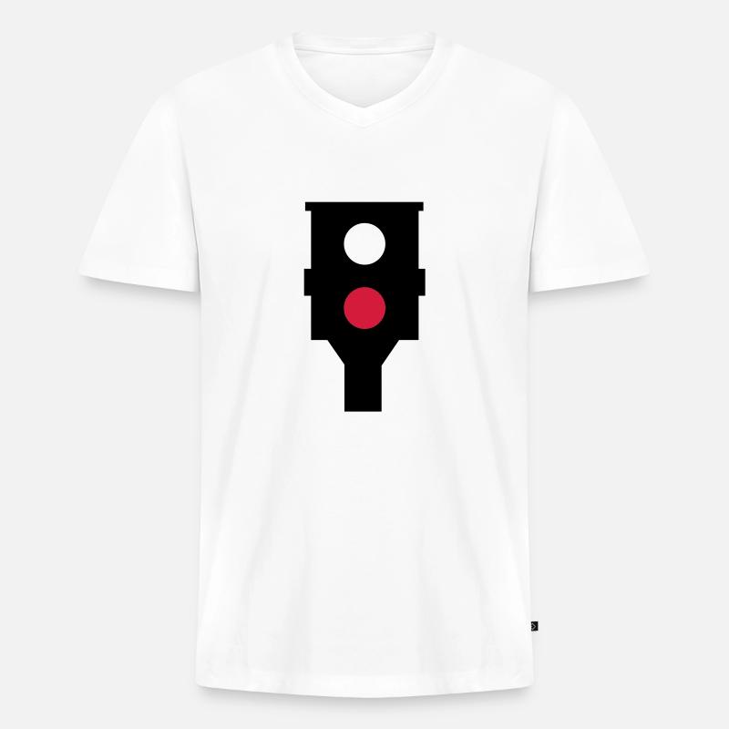 Blitzer - Männer Premium Bio T-Shirt mit V-Ausschnitt - Weiß