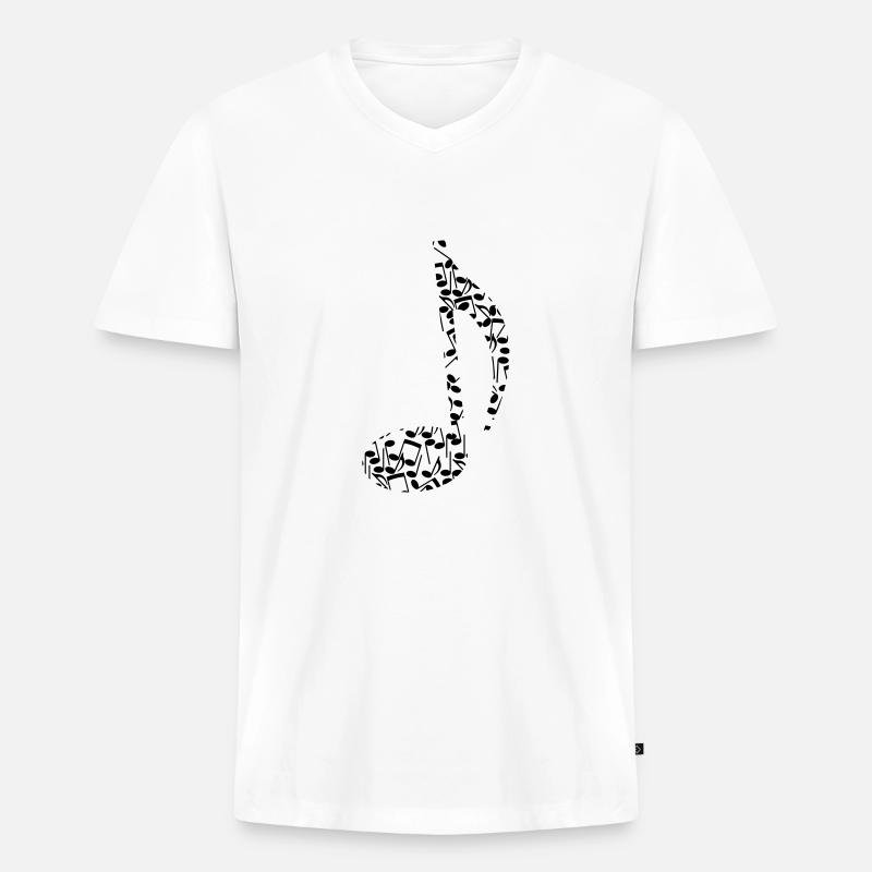 Noten-Note - Männer Premium Bio T-Shirt mit V-Ausschnitt - Weiß