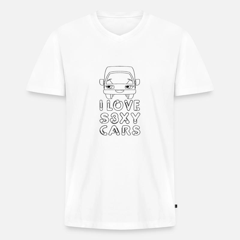 Car Auto - Männer Premium Bio T-Shirt mit V-Ausschnitt - Weiß