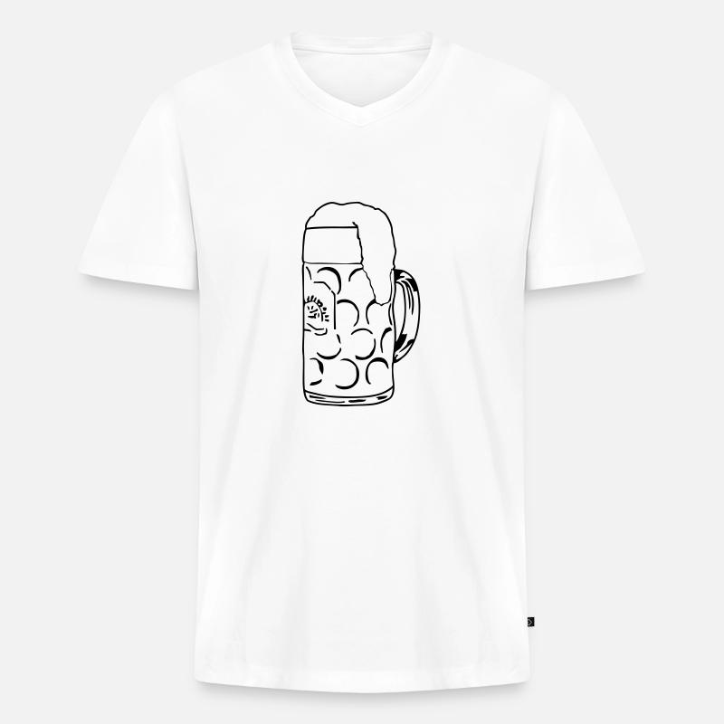 Bier - Männer Premium Bio T-Shirt mit V-Ausschnitt - Weiß
