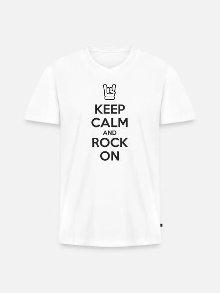 Reste calme et continue - T-shirt encolure en V Premium bio Homme - blanc