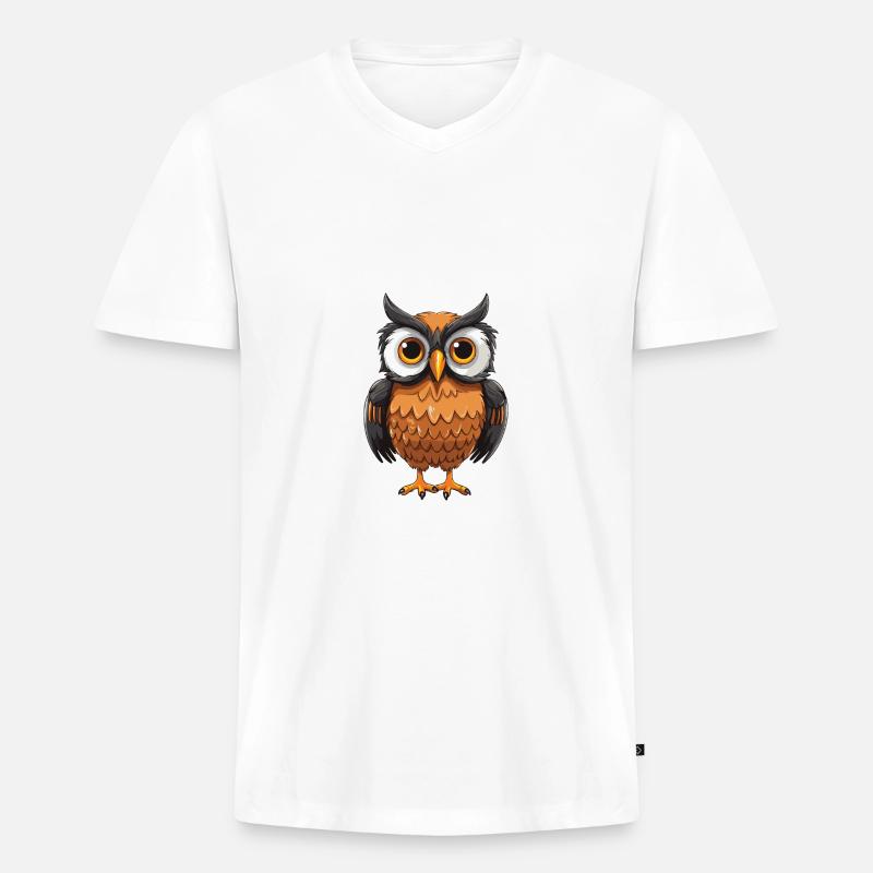 Eule Tier - Männer Premium Bio T-Shirt mit V-Ausschnitt - Weiß