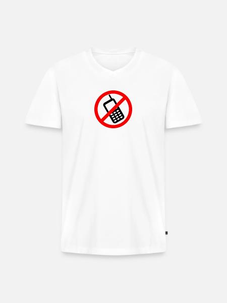 Handyverbot Mobiltelefon ausschalten - Männer Premium Bio T-Shirt mit V-Ausschnitt - Weiß