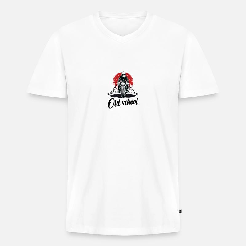 Alte Schule - Männer Premium Bio T-Shirt mit V-Ausschnitt - Weiß