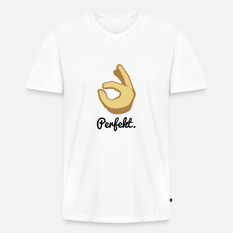 Perfekt. - Männer Premium Bio T-Shirt mit V-Ausschnitt - Weiß