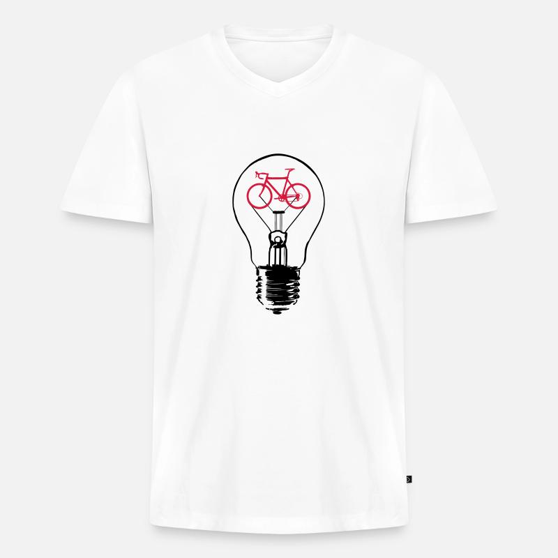 BULB / BIKE - Männer Premium Bio T-Shirt mit V-Ausschnitt - Weiß