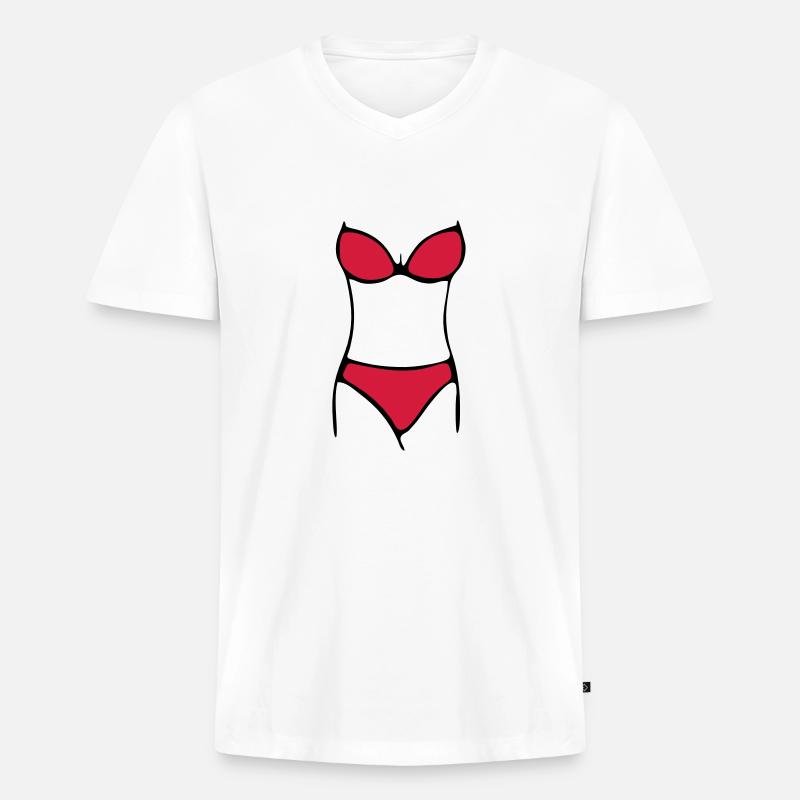 bikini - Männer Premium Bio T-Shirt mit V-Ausschnitt - Weiß