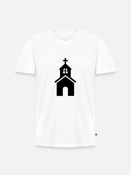 Kirche - Männer Premium Bio T-Shirt mit V-Ausschnitt - Weiß