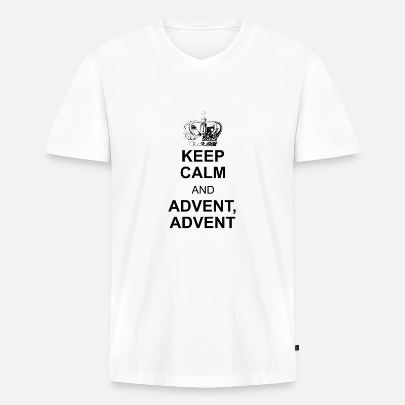 Advent Keep Calm - Männer Premium Bio T-Shirt mit V-Ausschnitt - Weiß