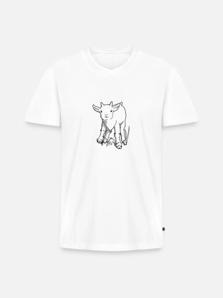Cute goat - Men's Premium Organic T-shirt with V-neck - white