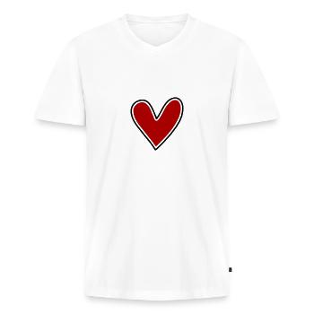 Schlichtes Herz zum Beschriften - Männer Premium Bio T-Shirt mit V-Ausschnitt - Weiß - Vorne - Nico (187cm)