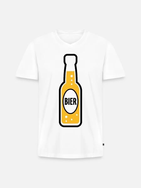 Bierflasche (Bier / Bierchen / POS 2C) - Männer Premium Bio T-Shirt mit V-Ausschnitt - Weiß