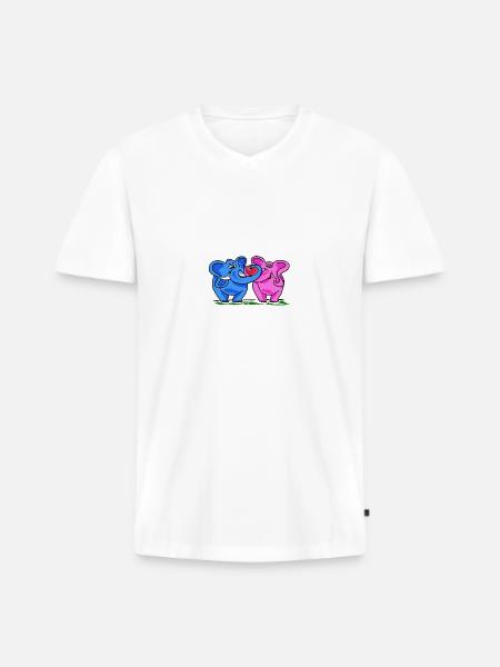 Elephant lovers - Men's Premium Organic T-shirt with V-neck - white