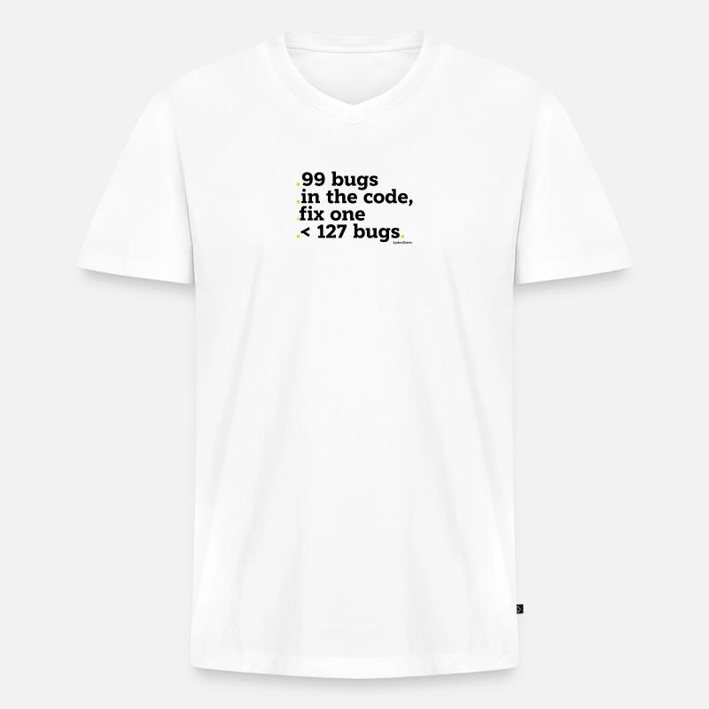 99 Fehler im Code zu beheben - Männer Premium Bio T-Shirt mit V-Ausschnitt - Weiß