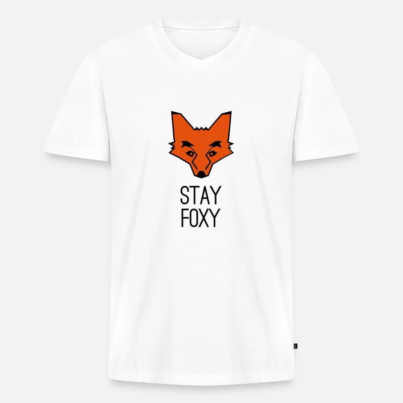 Fuchs stay foxy fox - Männer Premium Bio T-Shirt mit V-Ausschnitt - Weiß