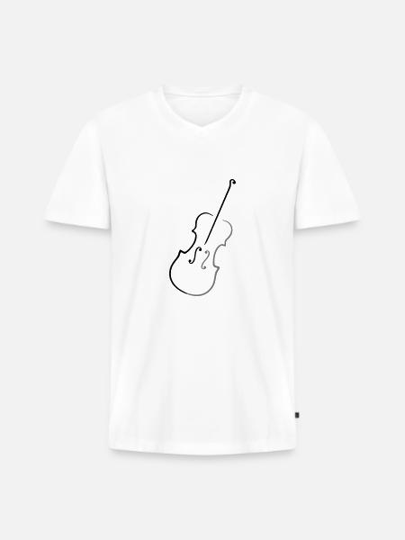 Geige 2 zweifarbig - Männer Premium Bio T-Shirt mit V-Ausschnitt - Weiß