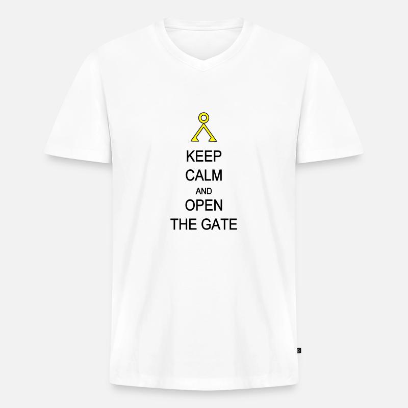 Öffnen Sie das Tor - Männer Premium Bio T-Shirt mit V-Ausschnitt - Weiß