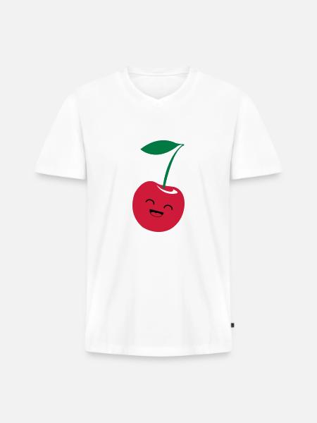 lustige_kirsche - Männer Premium Bio T-Shirt mit V-Ausschnitt - Weiß