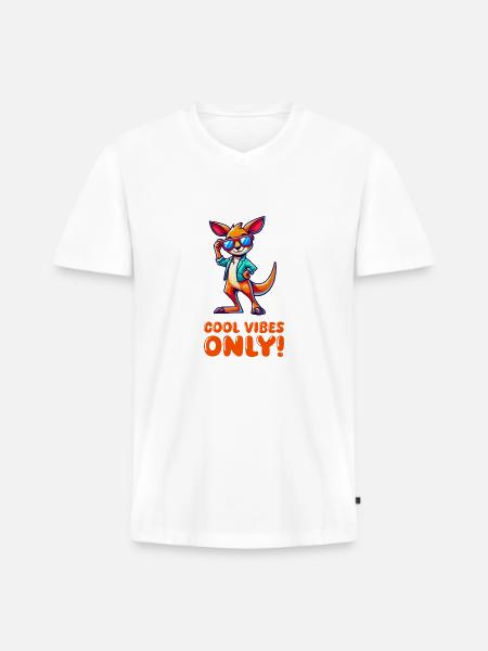 Kangaroo Comic Sunglasses - Men's Premium Organic T-shirt with V-neck - white