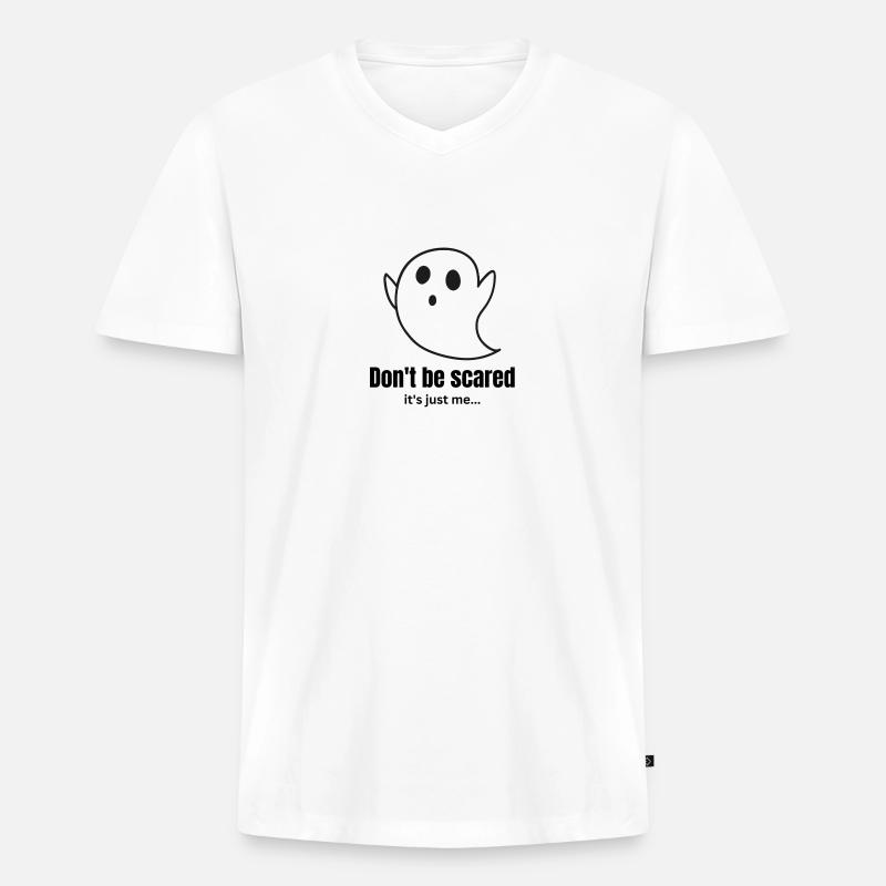 Dont be scared - Männer Premium Bio T-Shirt mit V-Ausschnitt - Weiß
