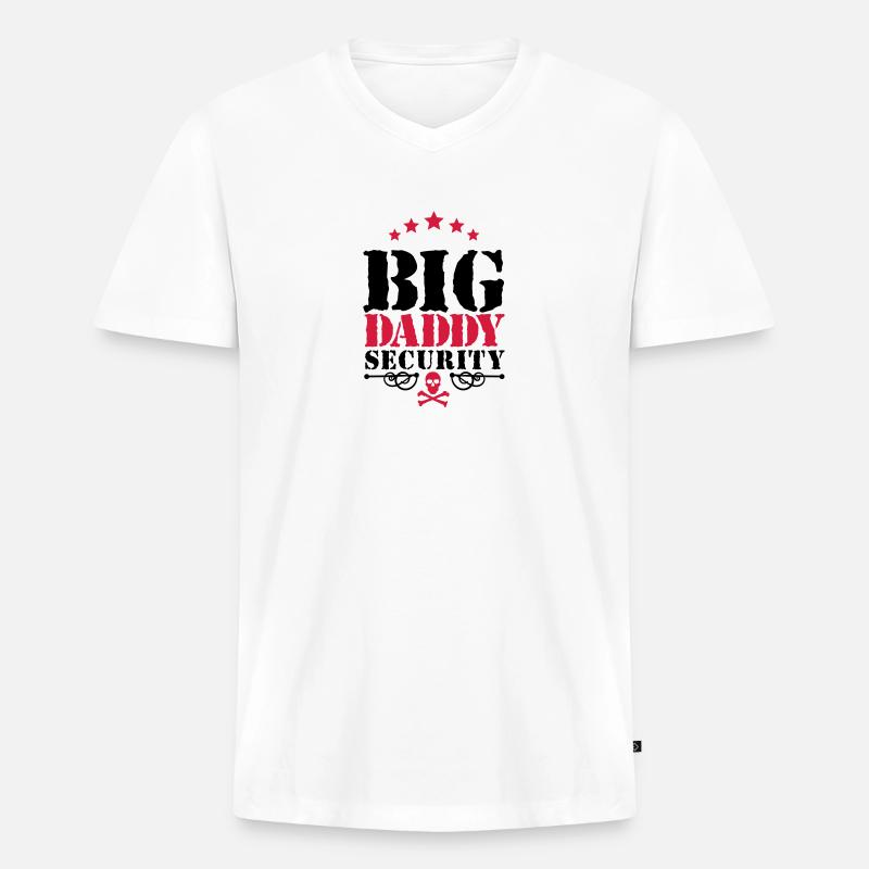 Big Daddy Security - Männer Premium Bio T-Shirt mit V-Ausschnitt - Weiß