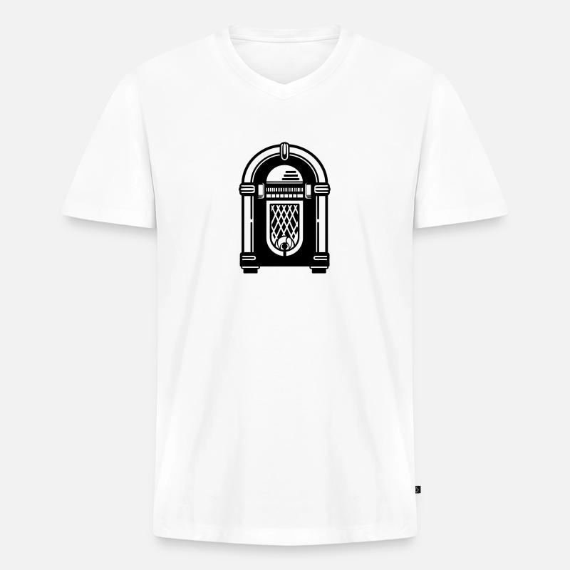 Jukebox - Männer Premium Bio T-Shirt mit V-Ausschnitt - Weiß