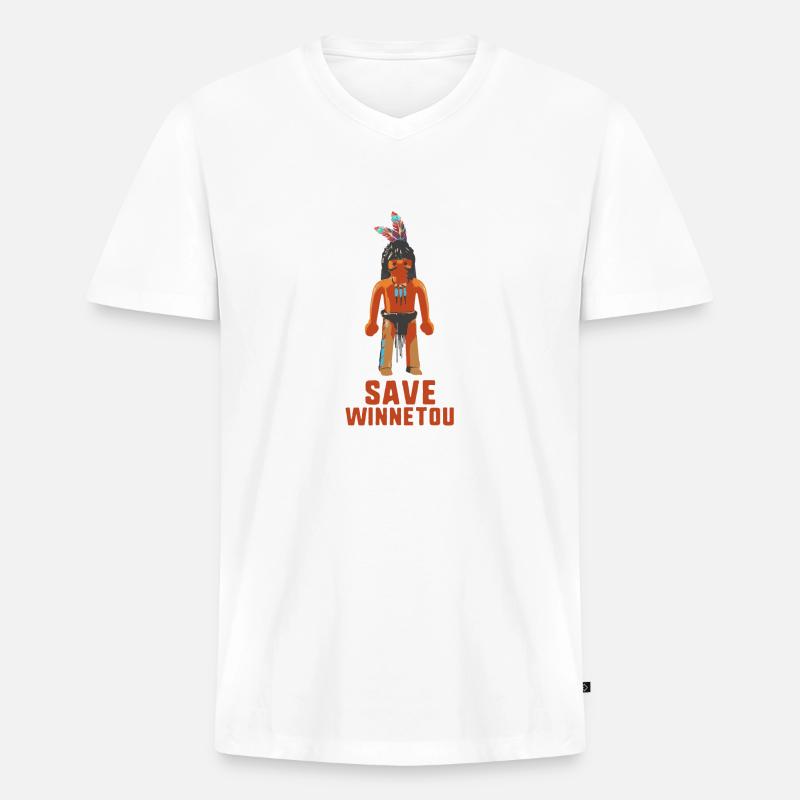 save winnetou,winnetou,indianer,comic - Männer Premium Bio T-Shirt mit V-Ausschnitt - Weiß