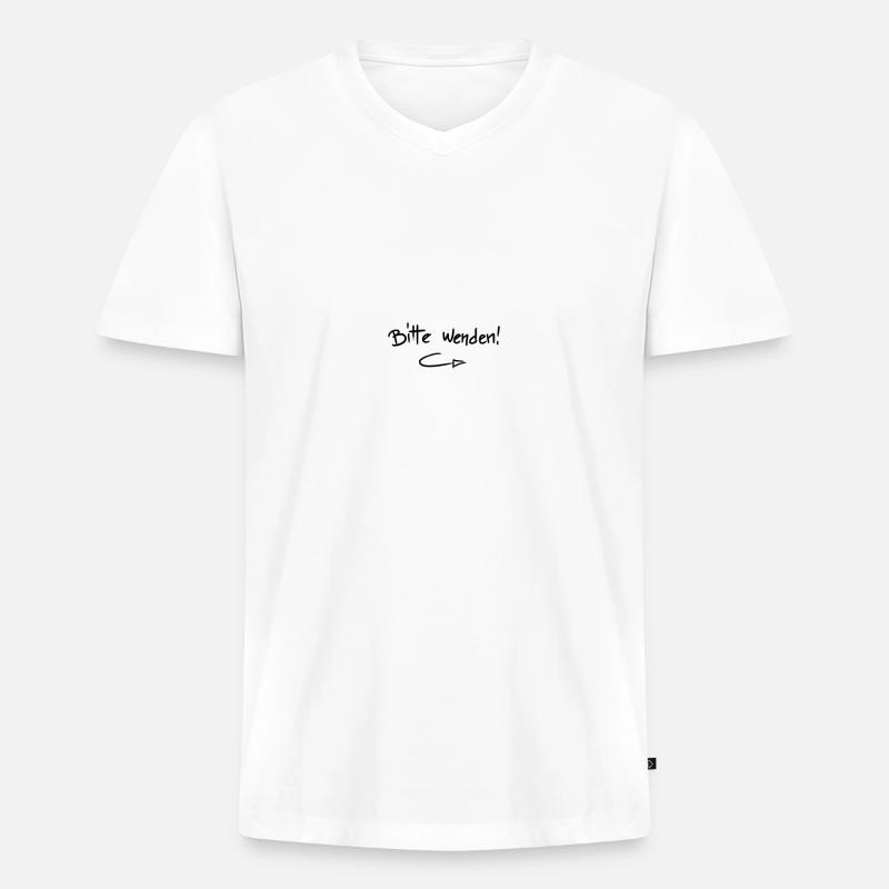 Bitte wenden! - Männer Premium Bio T-Shirt mit V-Ausschnitt - Weiß