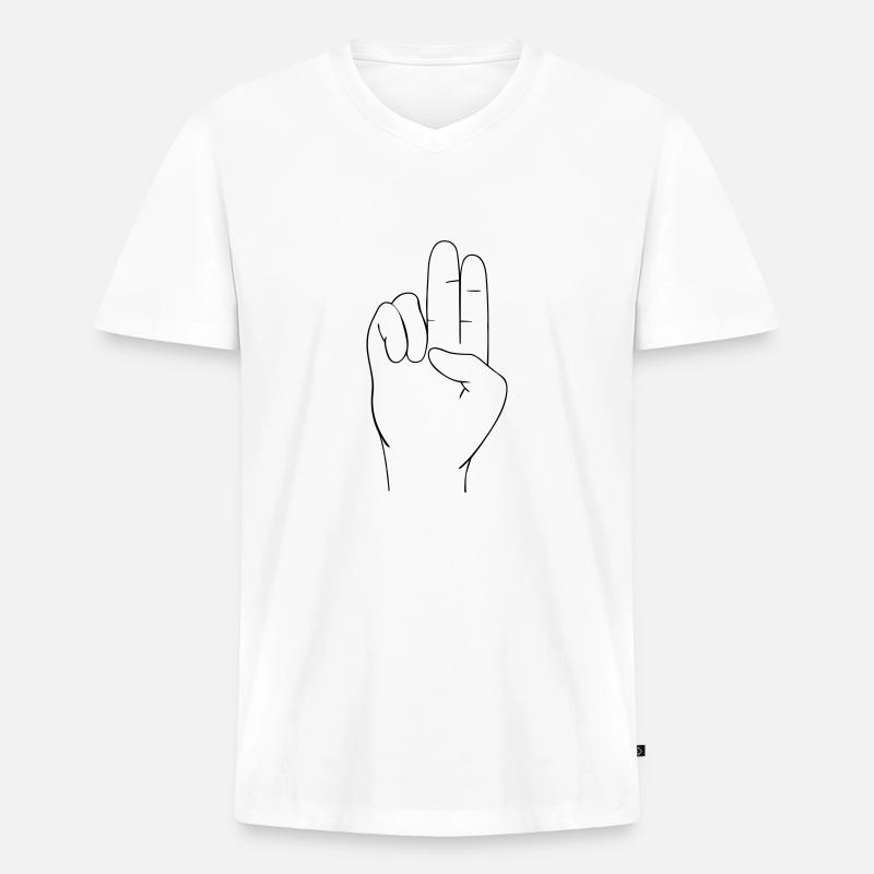 Handzeichen - Männer Premium Bio T-Shirt mit V-Ausschnitt - Weiß