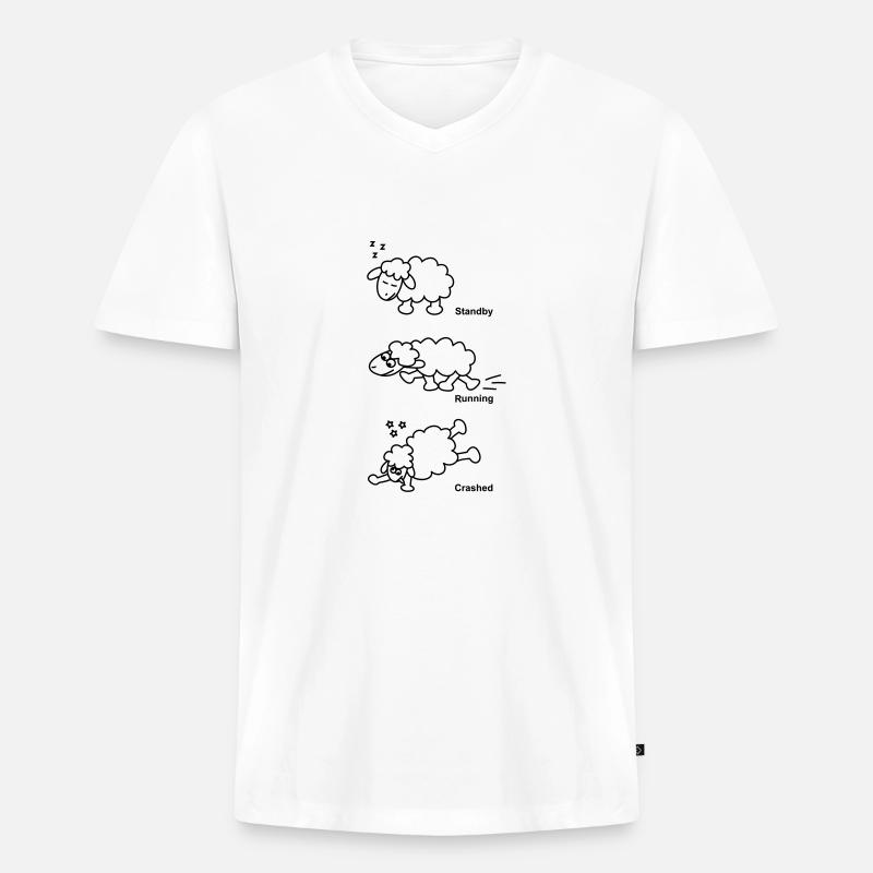 Schaf Standby Running Crashed - Männer Premium Bio T-Shirt mit V-Ausschnitt - Weiß