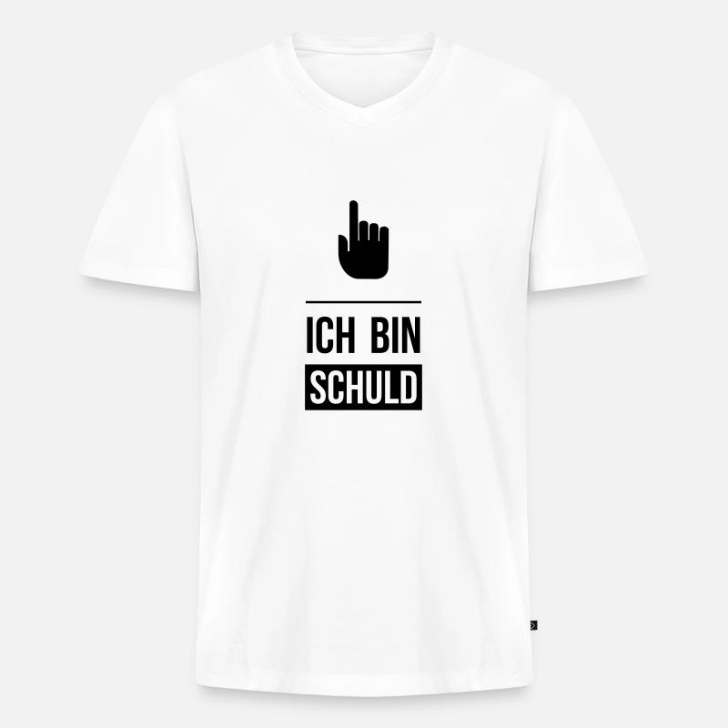 Ich bin schuld - Männer Premium Bio T-Shirt mit V-Ausschnitt - Weiß