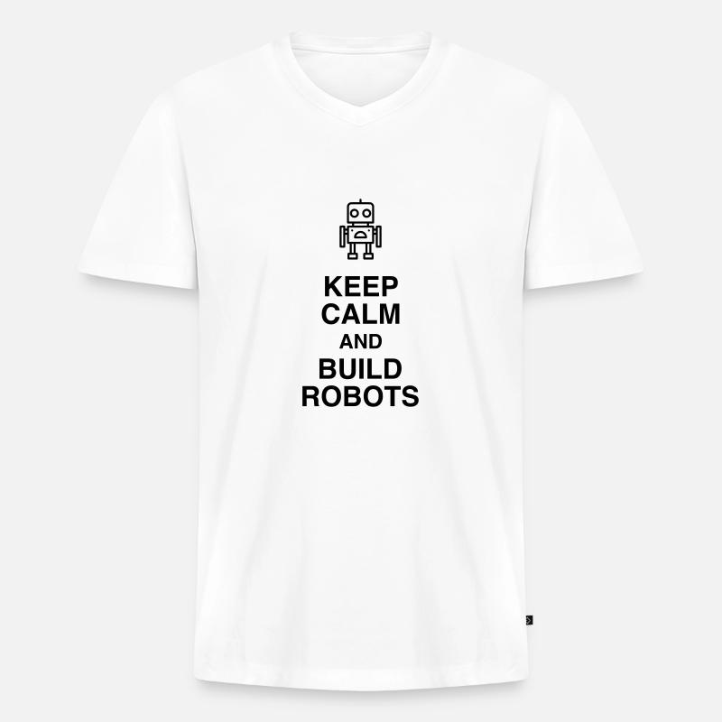 Robotik / Roboter / Robot / Robotics - Männer Premium Bio T-Shirt mit V-Ausschnitt - Weiß