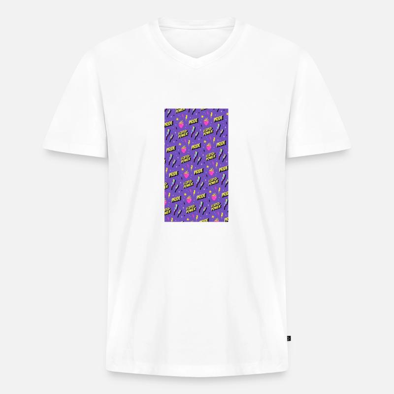 LGBTIQ Pride Month Pattern - Männer Premium Bio T-Shirt mit V-Ausschnitt - Weiß