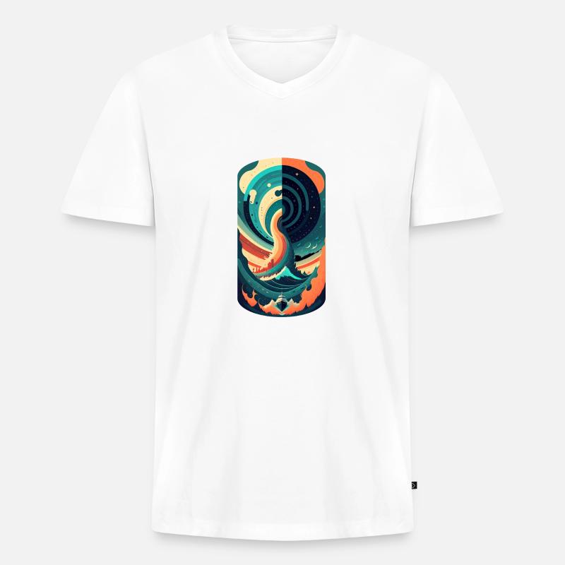 Boot in den Fluten - Männer Premium Bio T-Shirt mit V-Ausschnitt - Weiß